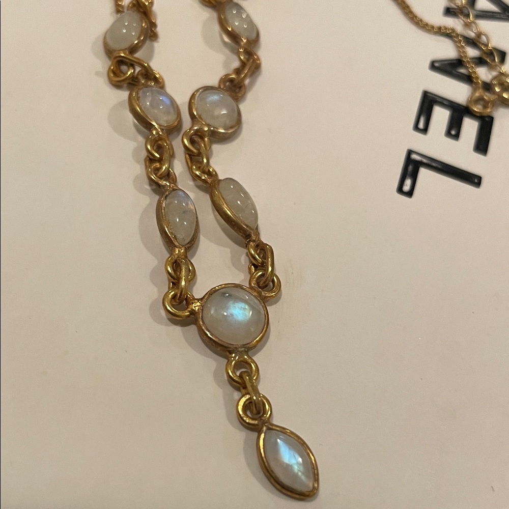 Gold vermeil over sterling silver rainbow moonstone Necklace